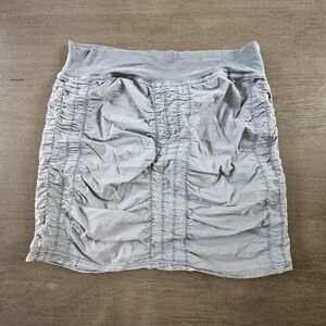 XCVI Wearables Women's Gray Rouched Skirt Pull On Lagenlook Large Artsy